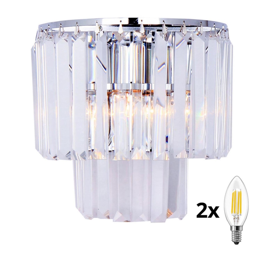 Brilagi - LED Kinkiet kryształowy MOZART 2xE14/40W/230V chrom błyszczący