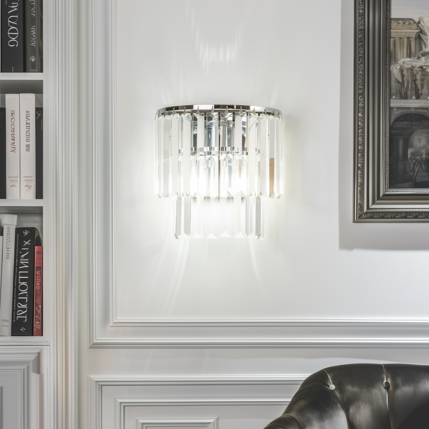 Brilagi - LED Kinkiet kryształowy MOZART 2xE14/40W/230V chrom błyszczący