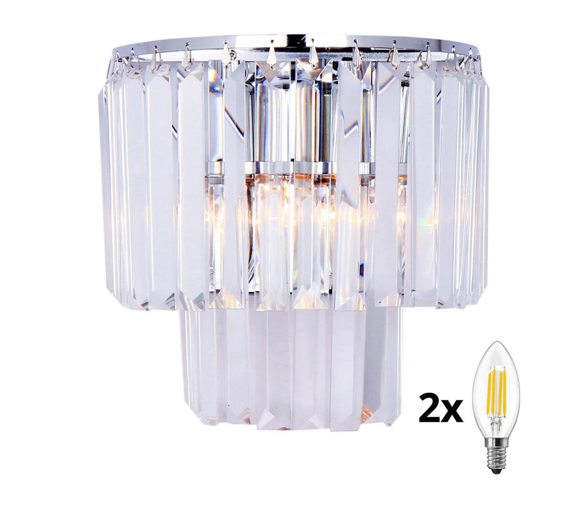 Brilagi - LED Kinkiet kryształowy MOZART 2xE14/40W/230V chrom błyszczący