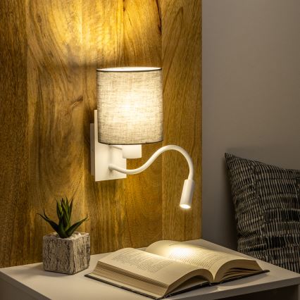 Brilagi - LED Elastyczny kinkiet NUBILA 1xE27/25W/230V + LED/3W biały/antracyt