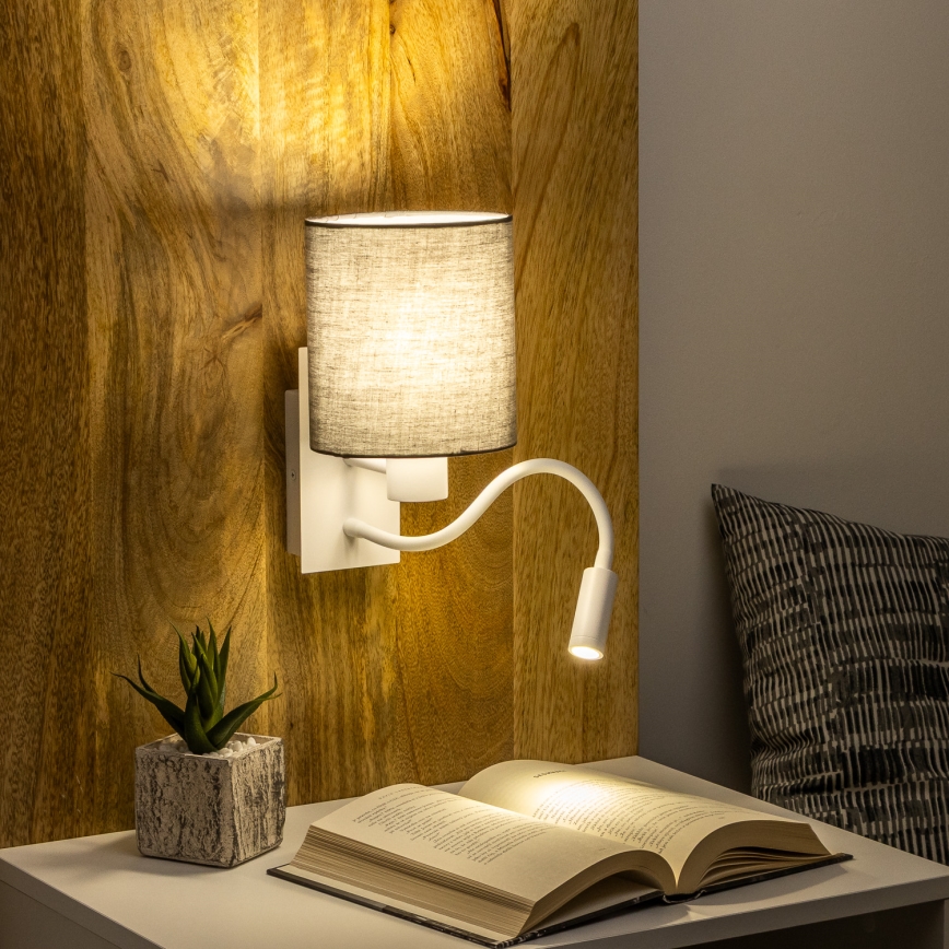 Brilagi - LED Elastyczny kinkiet NUBILA 1xE27/25W/230V + LED/3W biały/antracyt