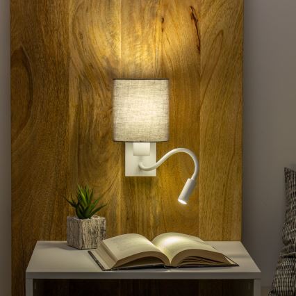 Brilagi - LED Elastyczny kinkiet NUBILA 1xE27/25W/230V + LED/3W biały/antracyt