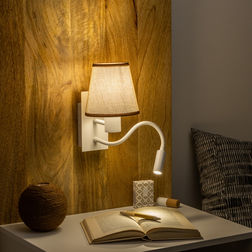 Brilagi - LED Elastyczny kinkiet NUBILA 1xE27/25W/230V + LED/3W biały/brązowy