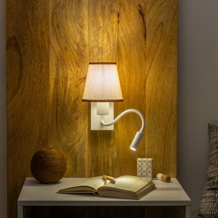 Brilagi - LED Elastyczny kinkiet NUBILA 1xE27/25W/230V + LED/3W biały/brązowy