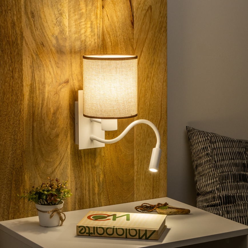 Brilagi - LED Elastyczny kinkiet NUBILA 1xE27/25W/230V + LED/3W biały/brązowy