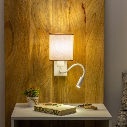 Brilagi - LED Elastyczny kinkiet NUBILA 1xE27/25W/230V + LED/3W biały/brązowy