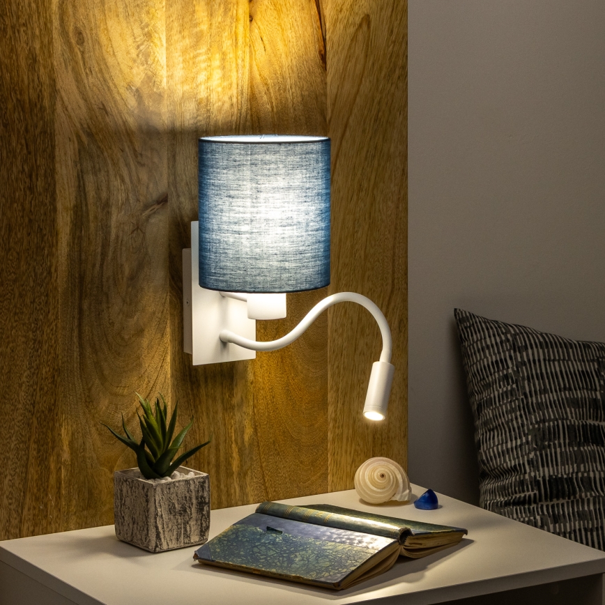 Brilagi - LED Elastyczny kinkiet NUBILA 1xE27/25W/230V + LED/3W biały/ciemnoniebieski