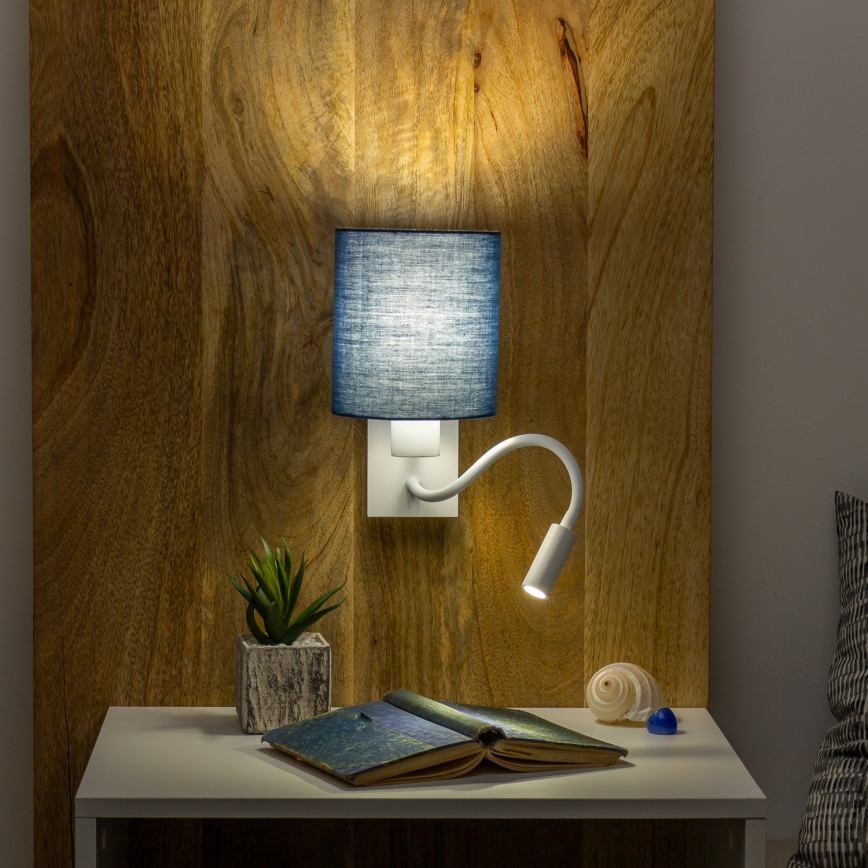 Brilagi - LED Elastyczny kinkiet NUBILA 1xE27/25W/230V + LED/3W biały/ciemnoniebieski
