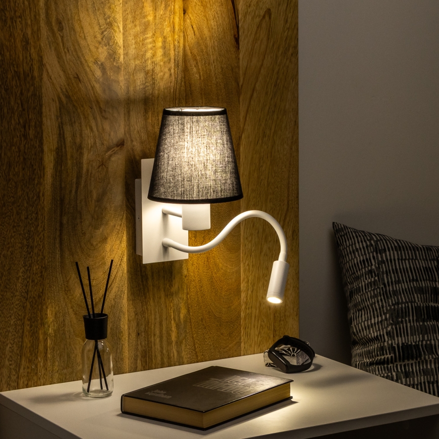 Brilagi - LED Elastyczny kinkiet NUBILA 1xE27/25W/230V + LED/3W biały/czarny