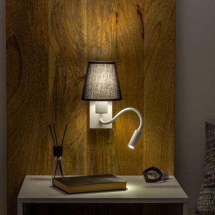 Brilagi - LED Elastyczny kinkiet NUBILA 1xE27/25W/230V + LED/3W biały/czarny
