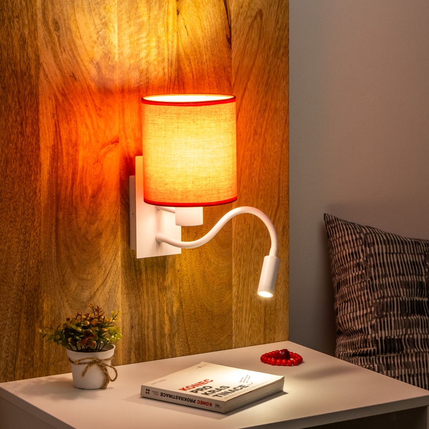 Brilagi - LED Elastyczny kinkiet NUBILA 1xE27/25W/230V + LED/3W biały/czerwony