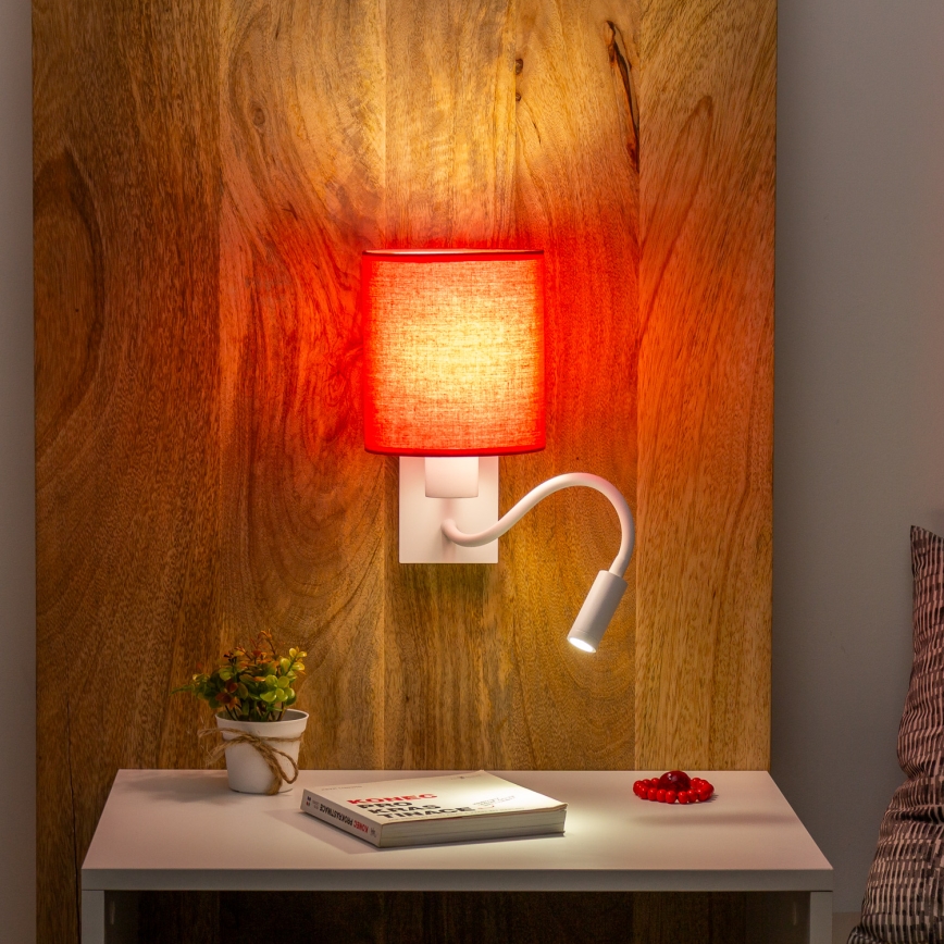 Brilagi - LED Elastyczny kinkiet NUBILA 1xE27/25W/230V + LED/3W biały/czerwony