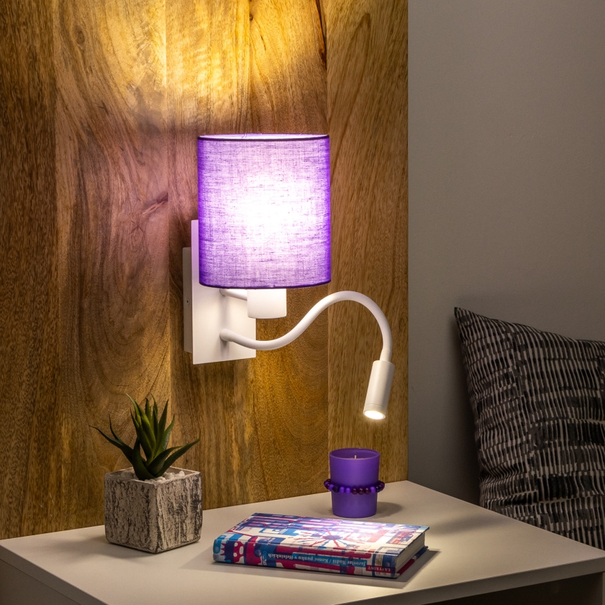 Brilagi - LED Elastyczny kinkiet NUBILA 1xE27/25W/230V + LED/3W biały/fioletowy