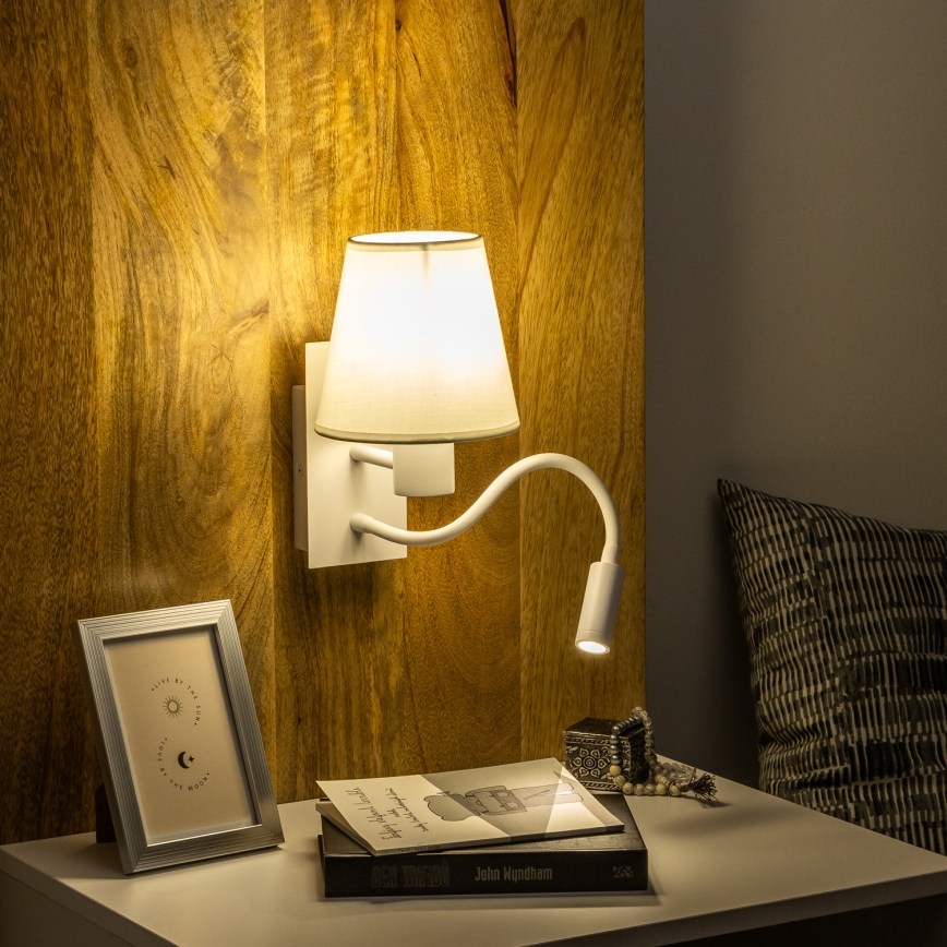 Brilagi - LED Elastyczny kinkiet NUBILA 1xE27/25W/230V + LED/3W biały