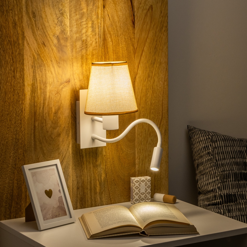 Brilagi - LED Elastyczny kinkiet NUBILA 1xE27/25W/230V + LED/3W biały/jasnobrązowy