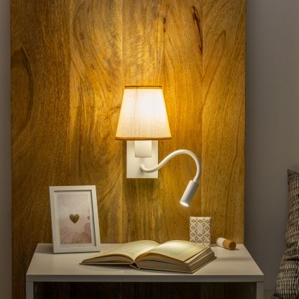 Brilagi - LED Elastyczny kinkiet NUBILA 1xE27/25W/230V + LED/3W biały/jasnobrązowy