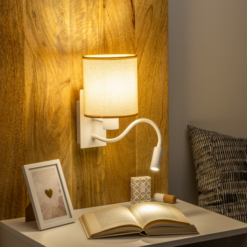 Brilagi - LED Elastyczny kinkiet NUBILA 1xE27/25W/230V + LED/3W biały/jasnobrązowy