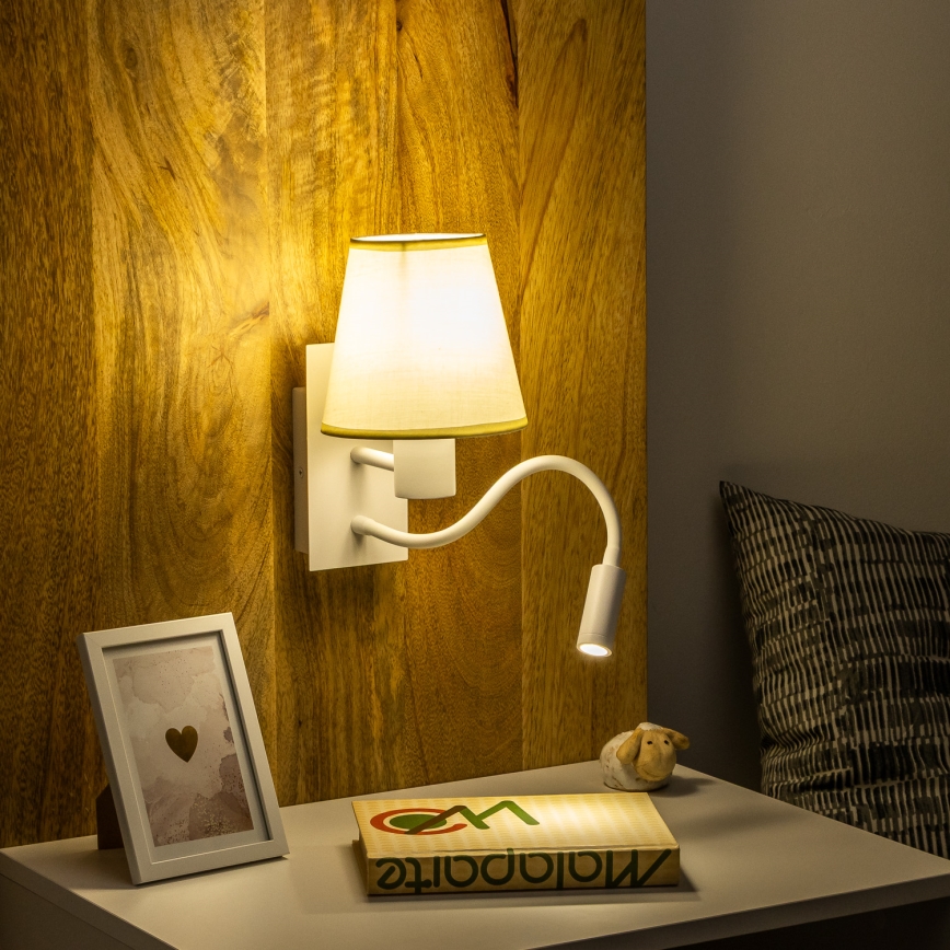 Brilagi - LED Elastyczny kinkiet NUBILA 1xE27/25W/230V + LED/3W biały/kremowy