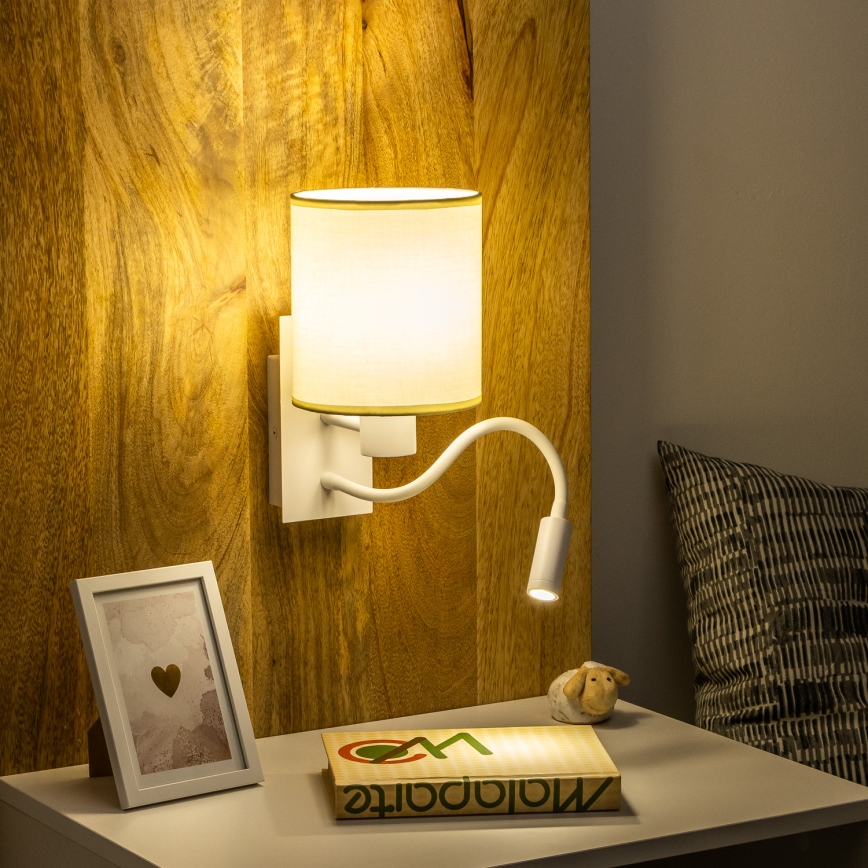 Brilagi - LED Elastyczny kinkiet NUBILA 1xE27/25W/230V + LED/3W biały/kremowy