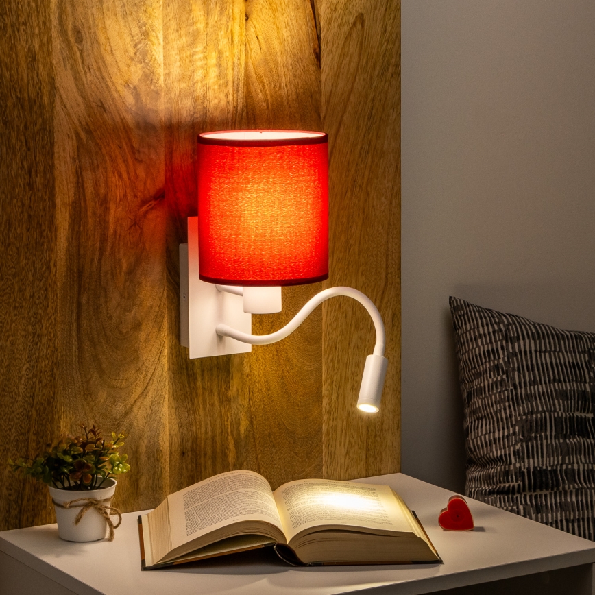 Brilagi - LED Elastyczny kinkiet NUBILA 1xE27/25W/230V + LED/3W biały/pompejska czerwony