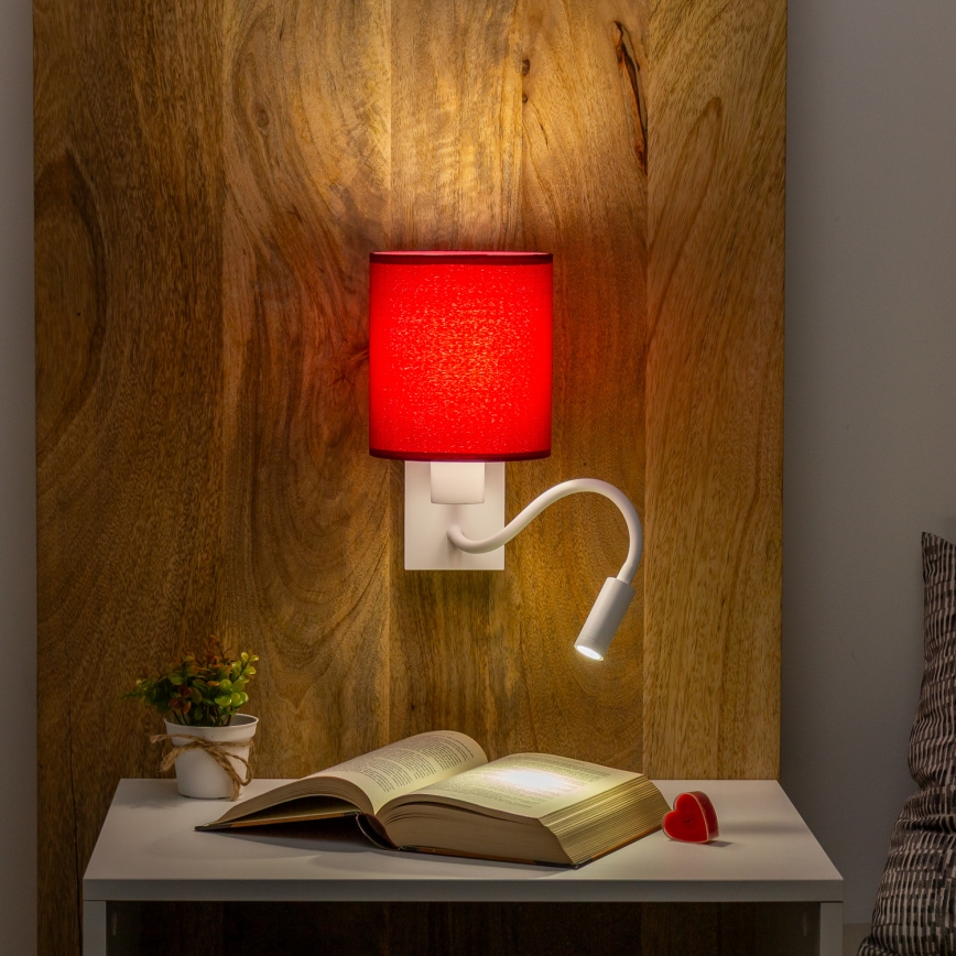 Brilagi - LED Elastyczny kinkiet NUBILA 1xE27/25W/230V + LED/3W biały/pompejska czerwony