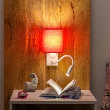 Brilagi - LED Elastyczny kinkiet NUBILA 1xE27/25W/230V + LED/3W biały/różowy