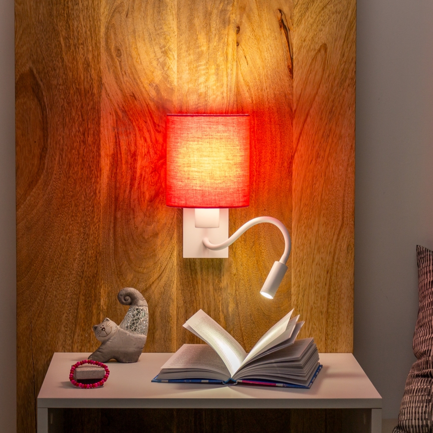 Brilagi - LED Elastyczny kinkiet NUBILA 1xE27/25W/230V + LED/3W biały/różowy