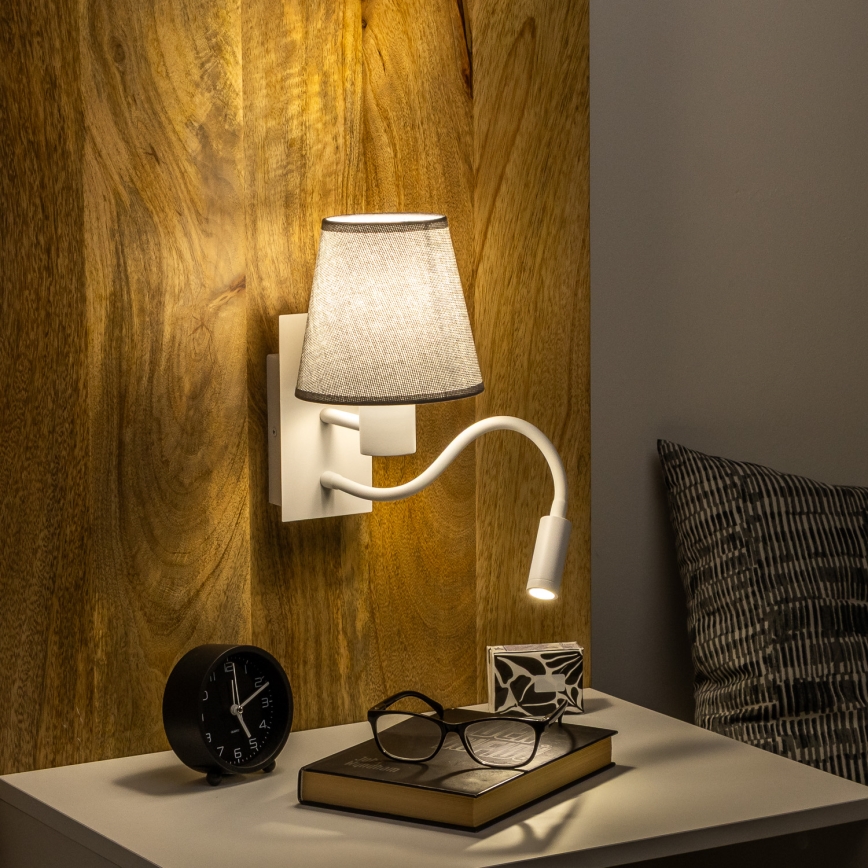 Brilagi - LED Elastyczny kinkiet NUBILA 1xE27/25W/230V + LED/3W biały/szary