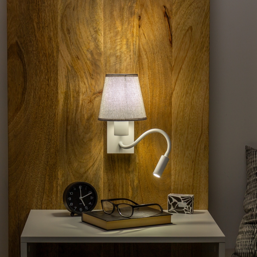 Brilagi - LED Elastyczny kinkiet NUBILA 1xE27/25W/230V + LED/3W biały/szary