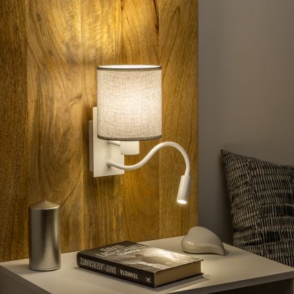 Brilagi - LED Elastyczny kinkiet NUBILA 1xE27/25W/230V + LED/3W biały/szary