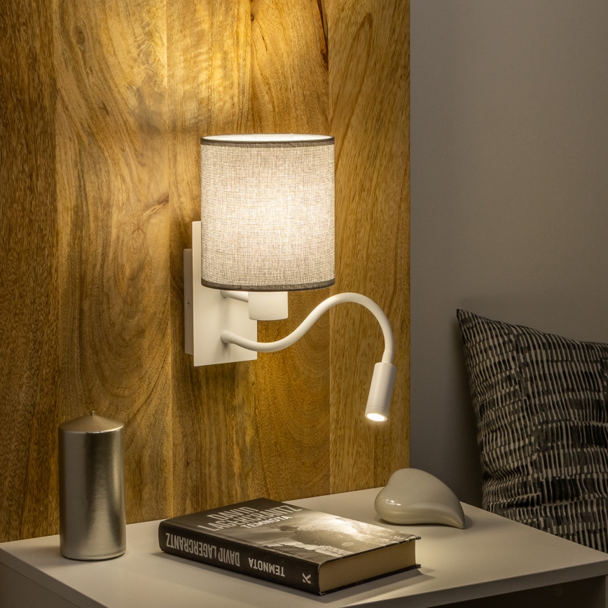 Brilagi - LED Elastyczny kinkiet NUBILA 1xE27/25W/230V + LED/3W biały/szary