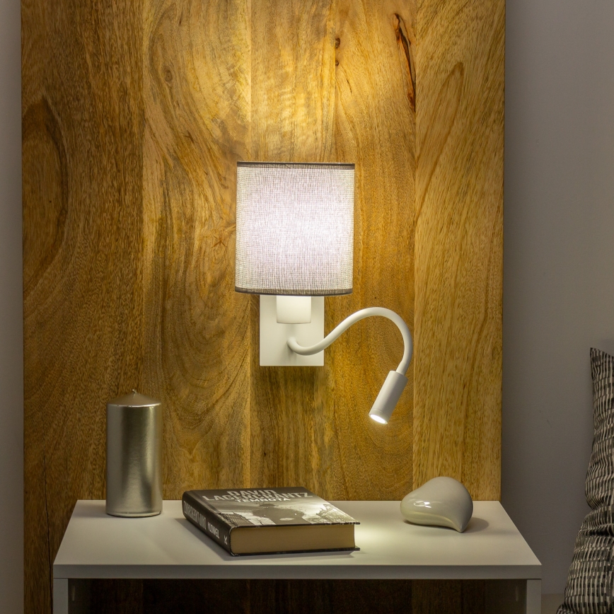 Brilagi - LED Elastyczny kinkiet NUBILA 1xE27/25W/230V + LED/3W biały/szary
