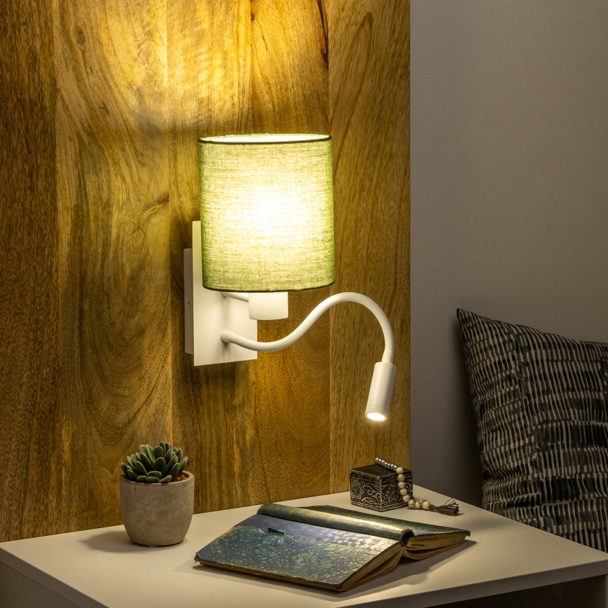 Brilagi - LED Elastyczny kinkiet NUBILA 1xE27/25W/230V + LED/3W biały/zielony