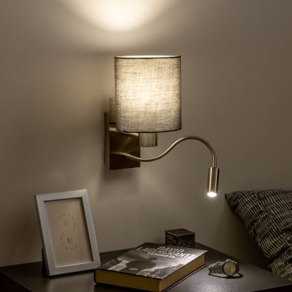 Brilagi - LED Elastyczny kinkiet NUBILA 1xE27/25W/230V + LED/3W matowy chrom/antracyt