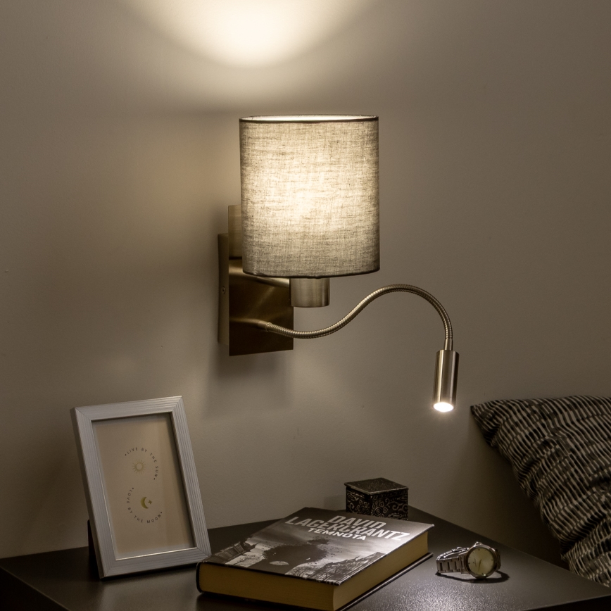 Brilagi - LED Elastyczny kinkiet NUBILA 1xE27/25W/230V + LED/3W matowy chrom/antracyt