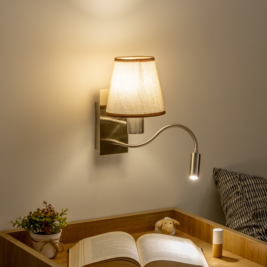 Brilagi - LED Elastyczny kinkiet NUBILA 1xE27/25W/230V + LED/3W matowy chrom/brązowy