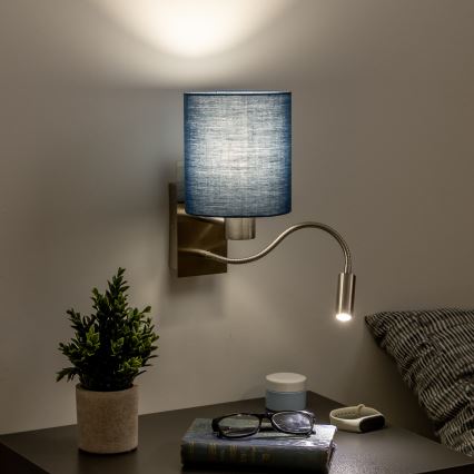 Brilagi - LED Elastyczny kinkiet NUBILA 1xE27/25W/230V + LED/3W matowy chrom/ciemnoniebieski