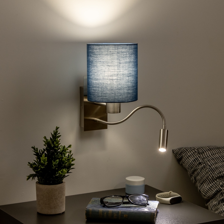 Brilagi - LED Elastyczny kinkiet NUBILA 1xE27/25W/230V + LED/3W matowy chrom/ciemnoniebieski