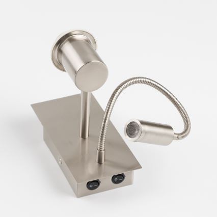 Brilagi - LED Elastyczny kinkiet NUBILA 1xE27/25W/230V + LED/3W matowy chrom/ciemnoniebieski