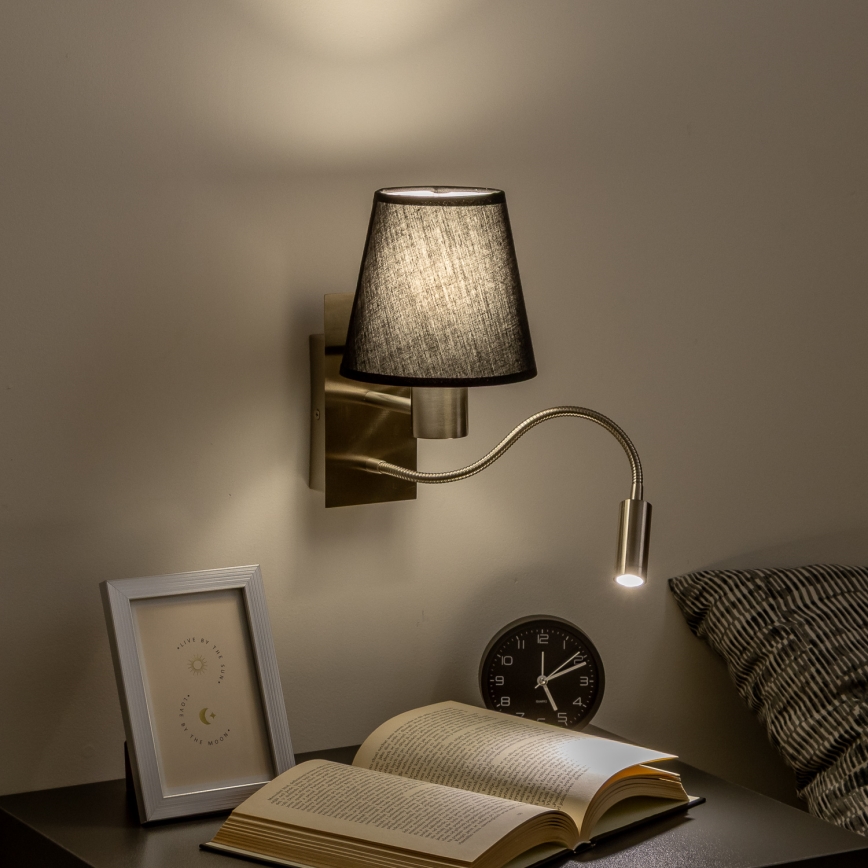 Brilagi - LED Elastyczny kinkiet NUBILA 1xE27/25W/230V + LED/3W matowy chrom/czarny