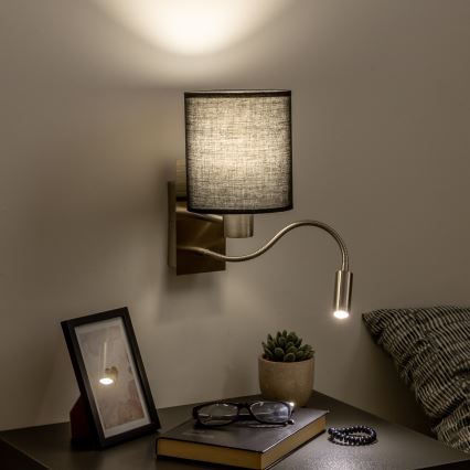 Brilagi - LED Elastyczny kinkiet NUBILA 1xE27/25W/230V + LED/3W matowy chrom/czarny