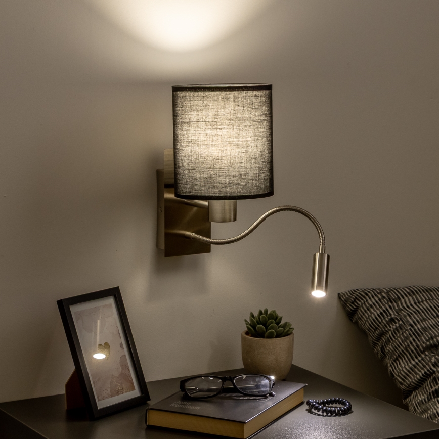 Brilagi - LED Elastyczny kinkiet NUBILA 1xE27/25W/230V + LED/3W matowy chrom/czarny