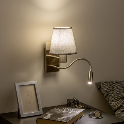 Brilagi - LED Elastyczny kinkiet NUBILA 1xE27/25W/230V + LED/3W matowy chrom/szary