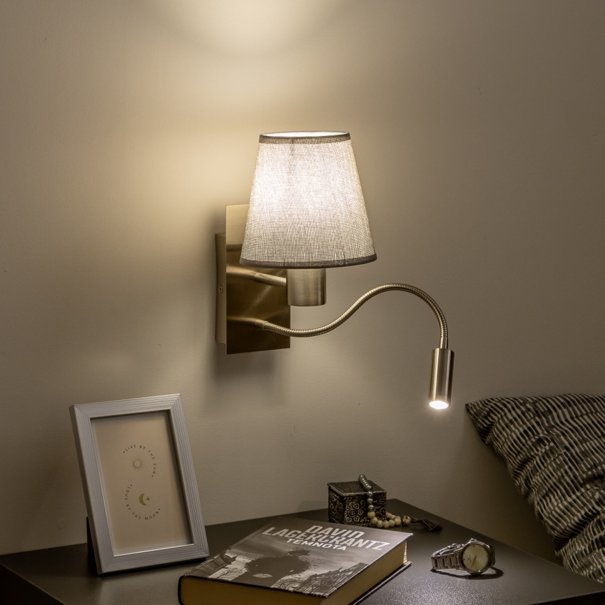 Brilagi - LED Elastyczny kinkiet NUBILA 1xE27/25W/230V + LED/3W matowy chrom/szary