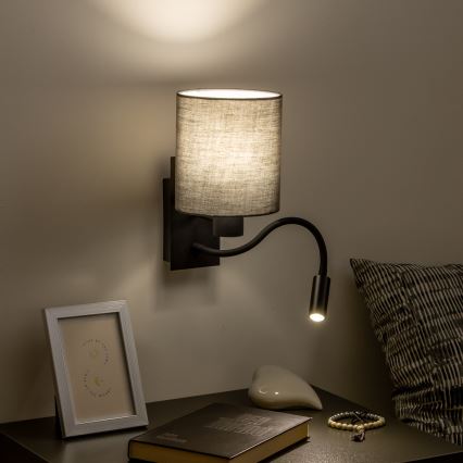 Brilagi - LED Elastyczny kinkiet NUBILA 1xE27/25W/230V + LED/3W czarny/antracyt
