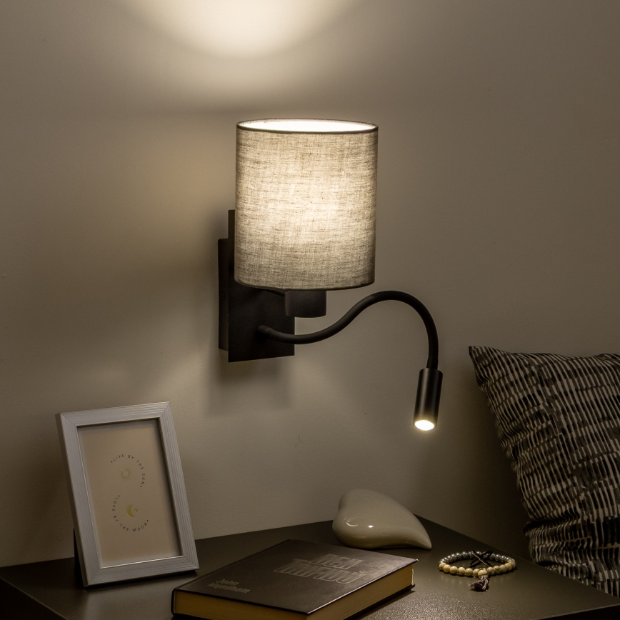 Brilagi - LED Elastyczny kinkiet NUBILA 1xE27/25W/230V + LED/3W czarny/antracyt