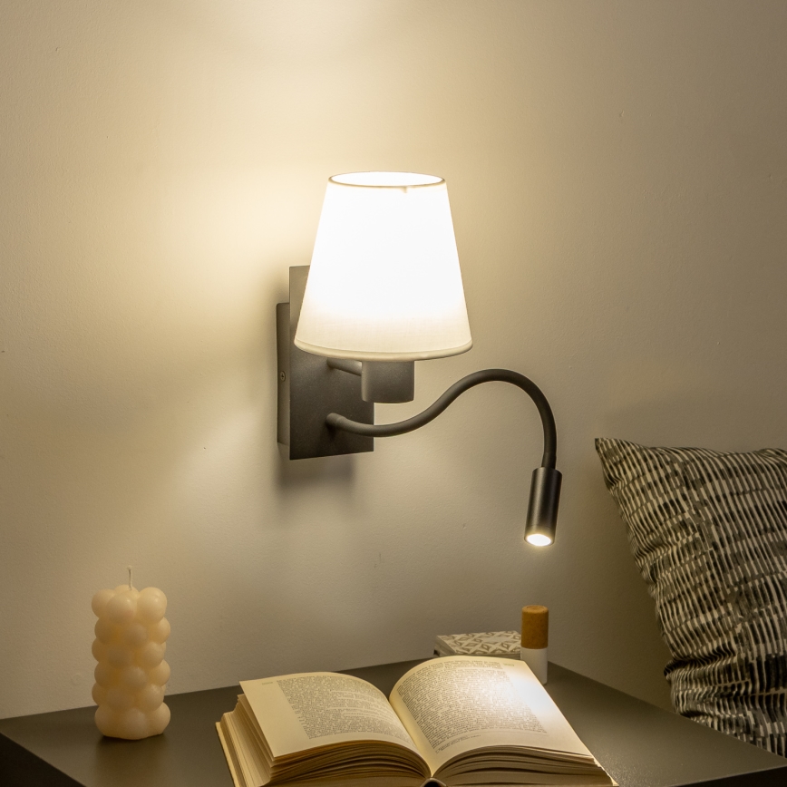 Brilagi - LED Elastyczny kinkiet NUBILA 1xE27/25W/230V + LED/3W czarny/biały