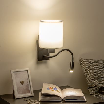 Brilagi - LED Elastyczny kinkiet NUBILA 1xE27/25W/230V + LED/3W czarny/biały