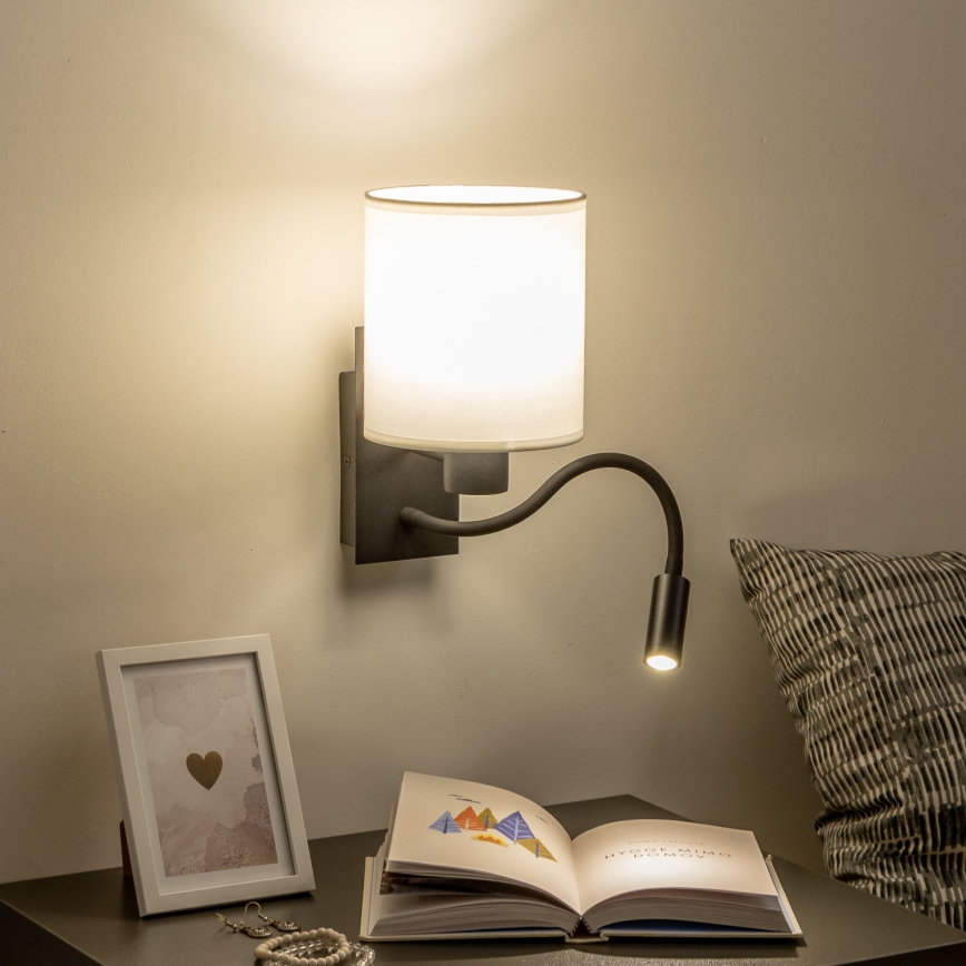 Brilagi - LED Elastyczny kinkiet NUBILA 1xE27/25W/230V + LED/3W czarny/biały