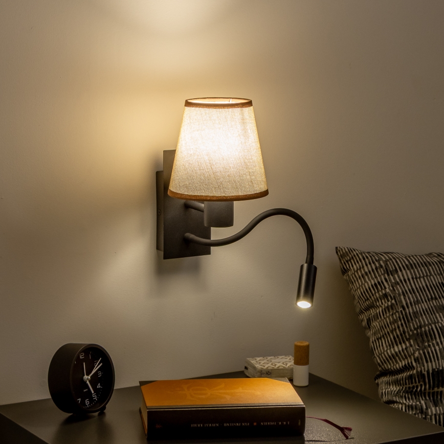 Brilagi - LED Elastyczny kinkiet NUBILA 1xE27/25W/230V + LED/3W czarny/brązowy